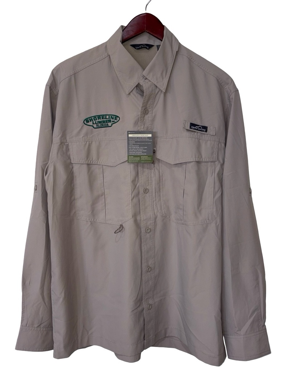 Eddie Bauer Long Sleeve Fishing Shirt NWT Company Logo Outdoor L